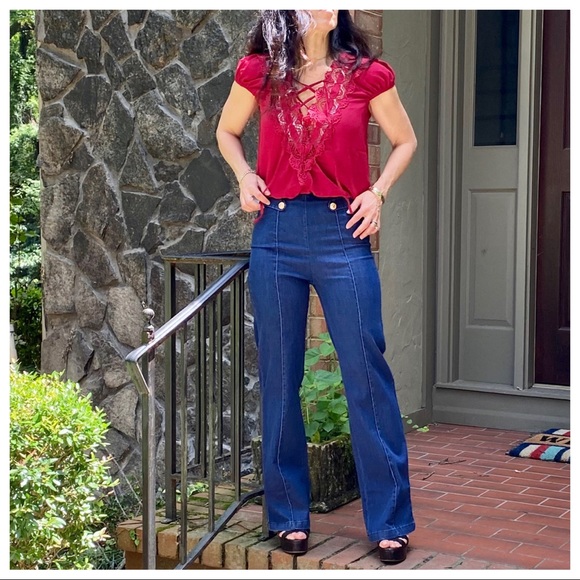 ✨LAST ONE✨BOHO CHIC WIDE LEG JEANS SAILOR PANTS - Picture 8 of 14
